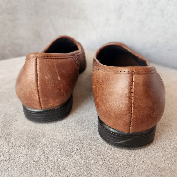 St.Johns Bay loafers 8.5 brown woven leather Muffy flats dressy formal preppy - Picture 11 of 14